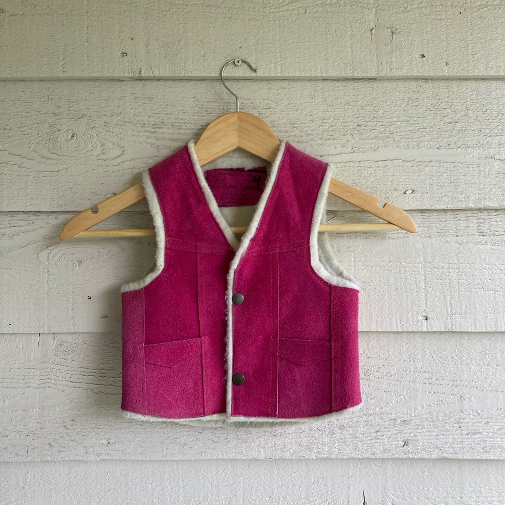 Pink Suede Leather Winter Vest size 4